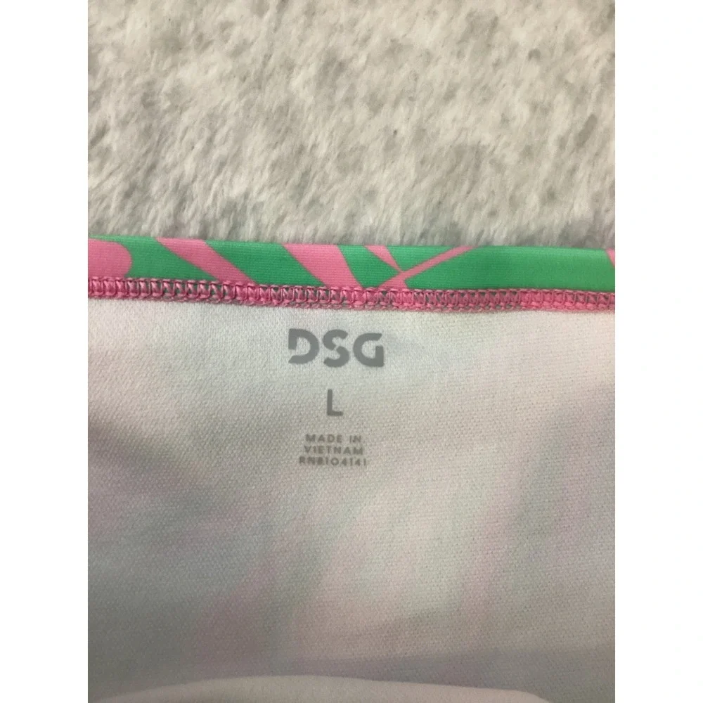 DSG Girls High Waisted Bikini Bottom Panama Palms Pink Green Large NWT‎
